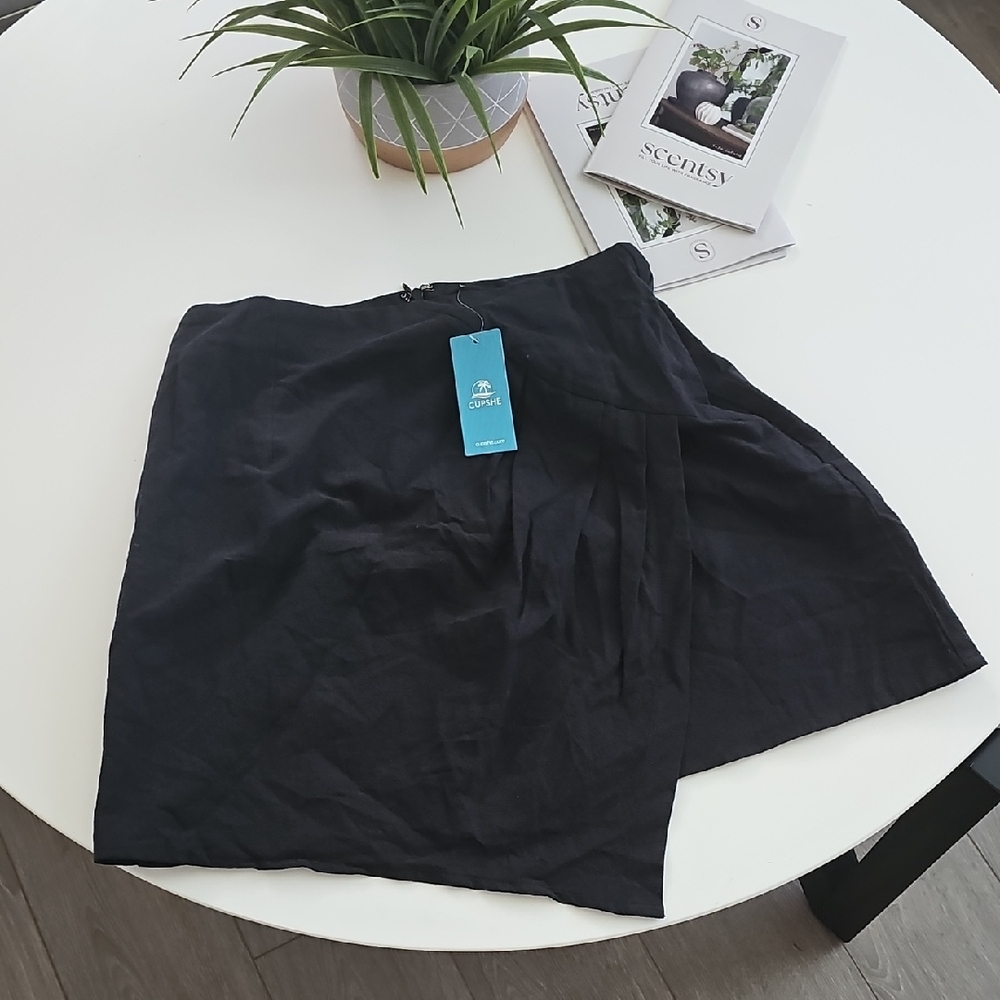 Cupshe Black Asymmetrical Wrap Skirt